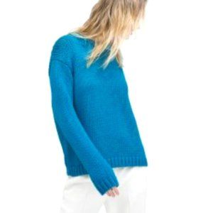 NWOT ZARA 100% Cotton Heavy Knit Oversized Sweater Turquoise Size S 6771/008